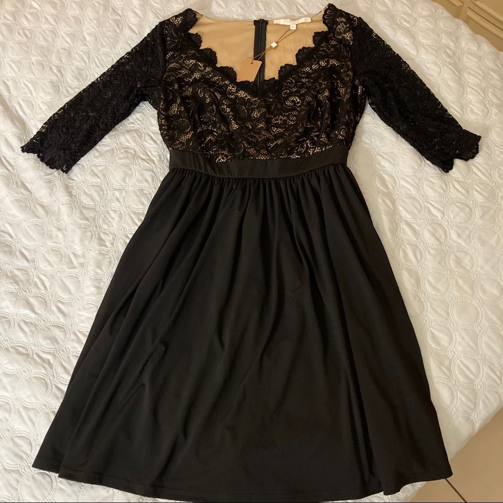 Phistic black lace midi dress